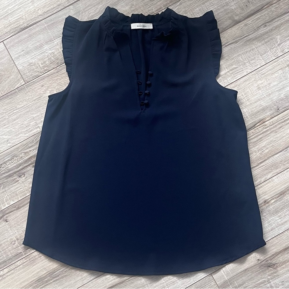 Navy Blue Sleeveless Blouse